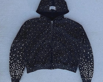 Hoodie met rits en strassteentjes | Y2K Cyber-streetwear