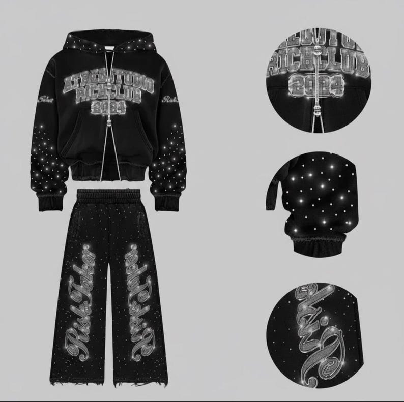 Custom Rhinestone Tracksuit | Y2K Flare Set, Hand-placed Crystals - Etsy