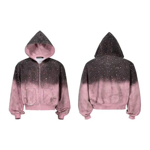 Custom High-Refraction Precision Crystal Hoodie & Wide-Leg Trouser Set | Couture Ombré Handmade Luxury | Easter Gift