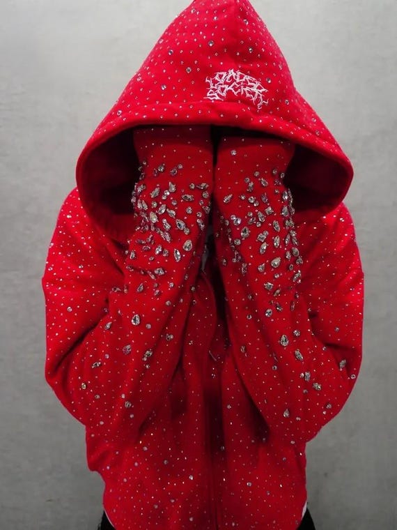 Custom Crystal Embellished Hoodie | Hand-Placed High-Refraction Couture Streetwear | Luxury Rhinestone Zip-Up | Personalized Statement Piece
