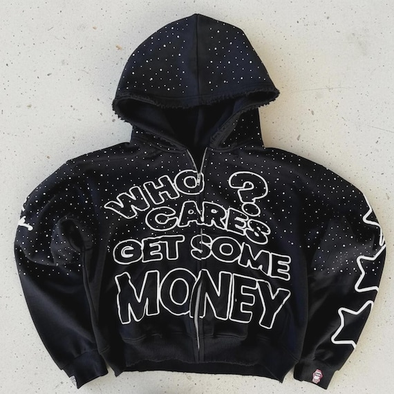 Oversized Y2K Zip Up Hoodie, Graphic Grunge Streetwear