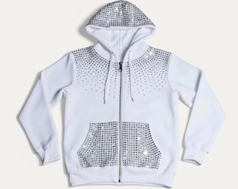 Hoodie met kristallen strasssteentjes | Handmatig aangebrachte versieringen, een stijlvol cadeau voor haar.