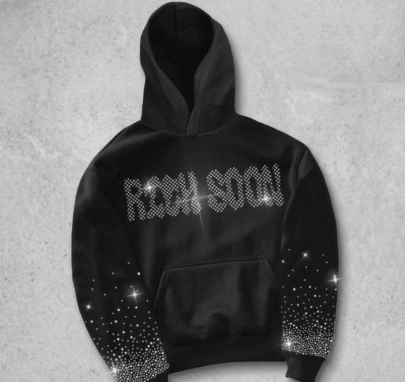 Custom Rhinestone Hoodie – Personalized Y2K Streetwear, Sparkle Graphic Sweatshirt