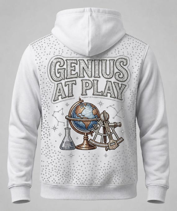 Custom Rhinestone Hoodie | Albert Einstein Genius Portrait - Personalized Crystal Embellished Streetwear  Luxury Handmade Gift for Him & Her