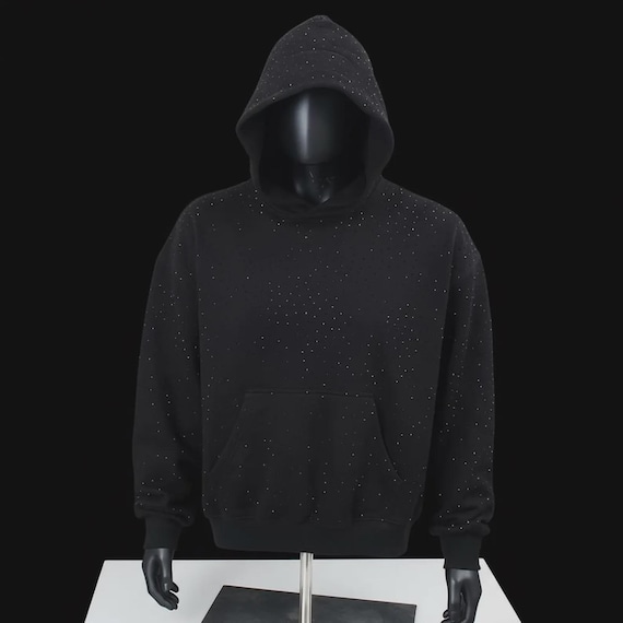 Rhinestone Skeleton Zip Up Hoodie: Oversized Y2K Crystal Sweatshirt