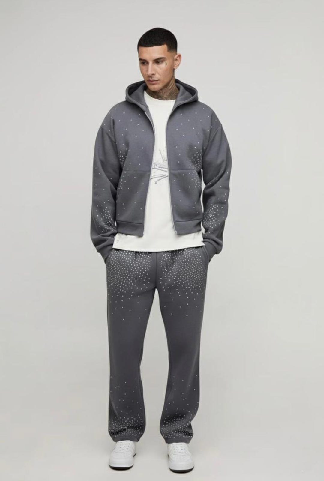 Men Rhinestone Track Suits Crystal Embellished Tracksuit | Luxe Rhinestone Hoodie & Jogger Set - Etsy