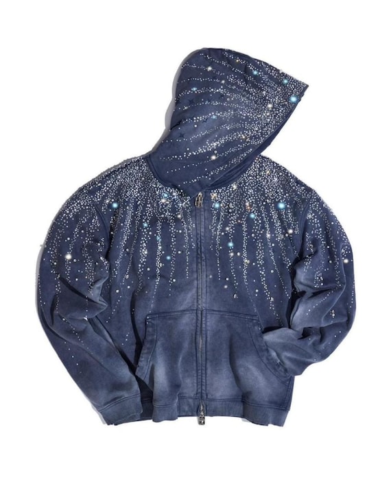 Crystal Sunburst Hoodie | Hand-Embellished Luxury Streetwear
