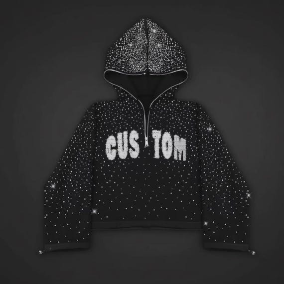 Rhinestone Galaxy Hoodie, Heavyweight Cotton Fleece, Y2K Streetwear