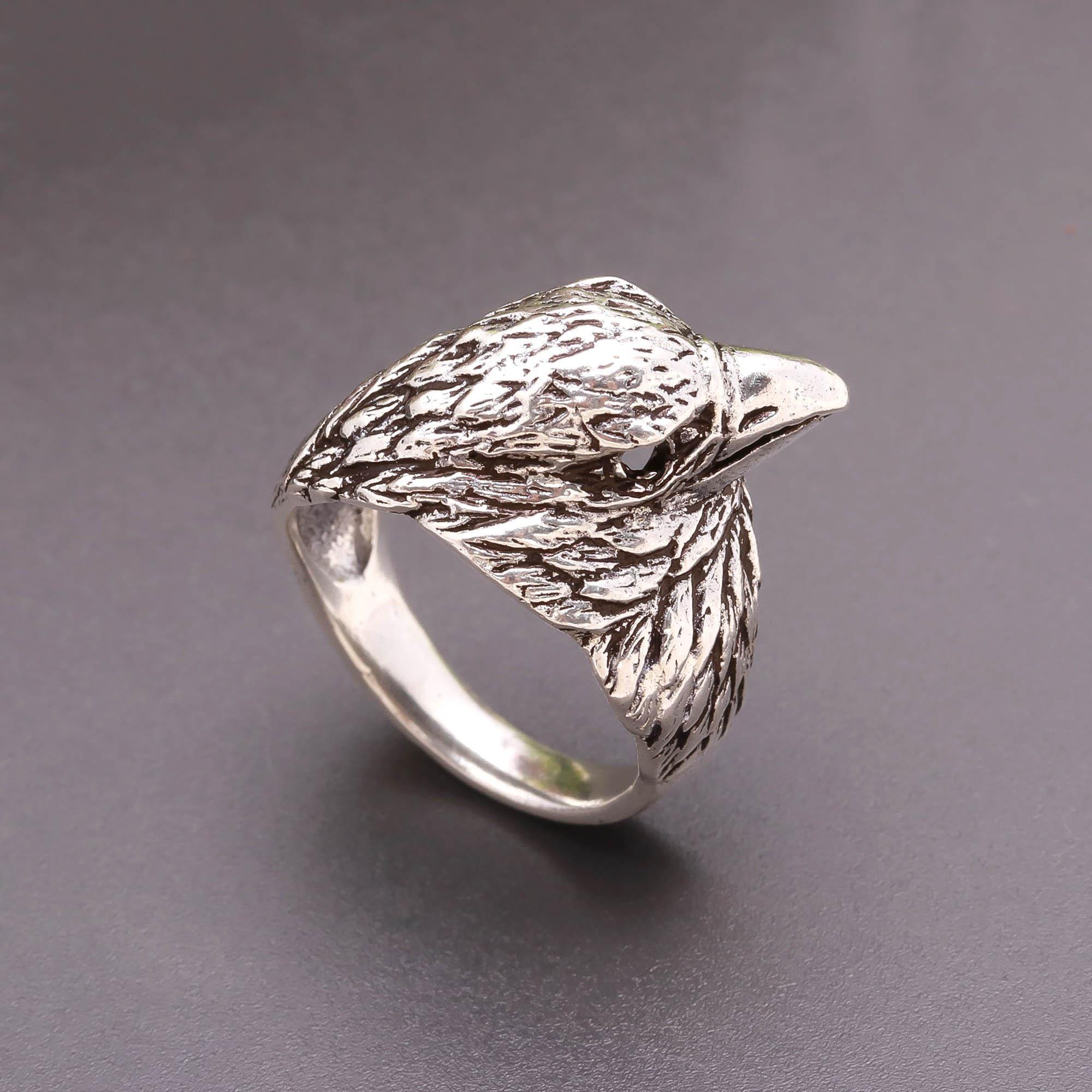 925 sterling Silver Oxidized Owl Ring |Boho Animal Jewelry