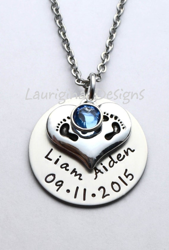 Twins necklace Mom of twins necklace with birthstone hand Etsy