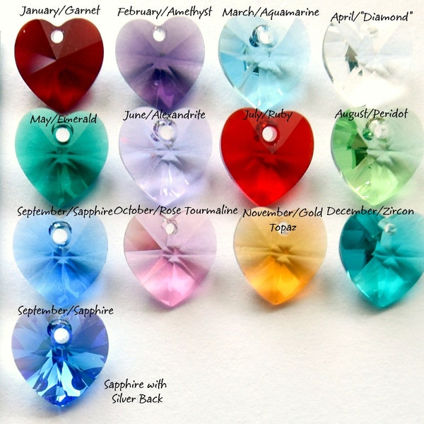 Genuine Swarovski Heart 10mm Birthstone Crystals - Various Quantities