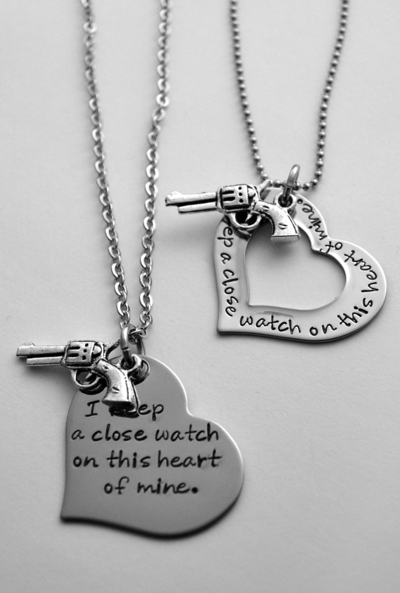 I keep a close watch on this heart of mine necklace Gun Etsy