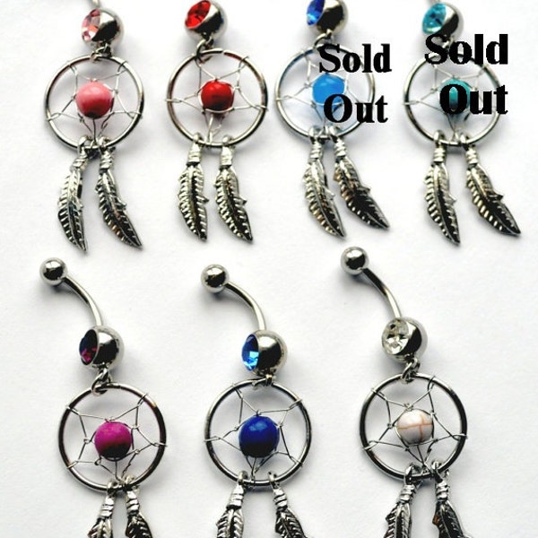 Dream catcher belly button ring - Native American inspired - Dream catcher - stainless steel