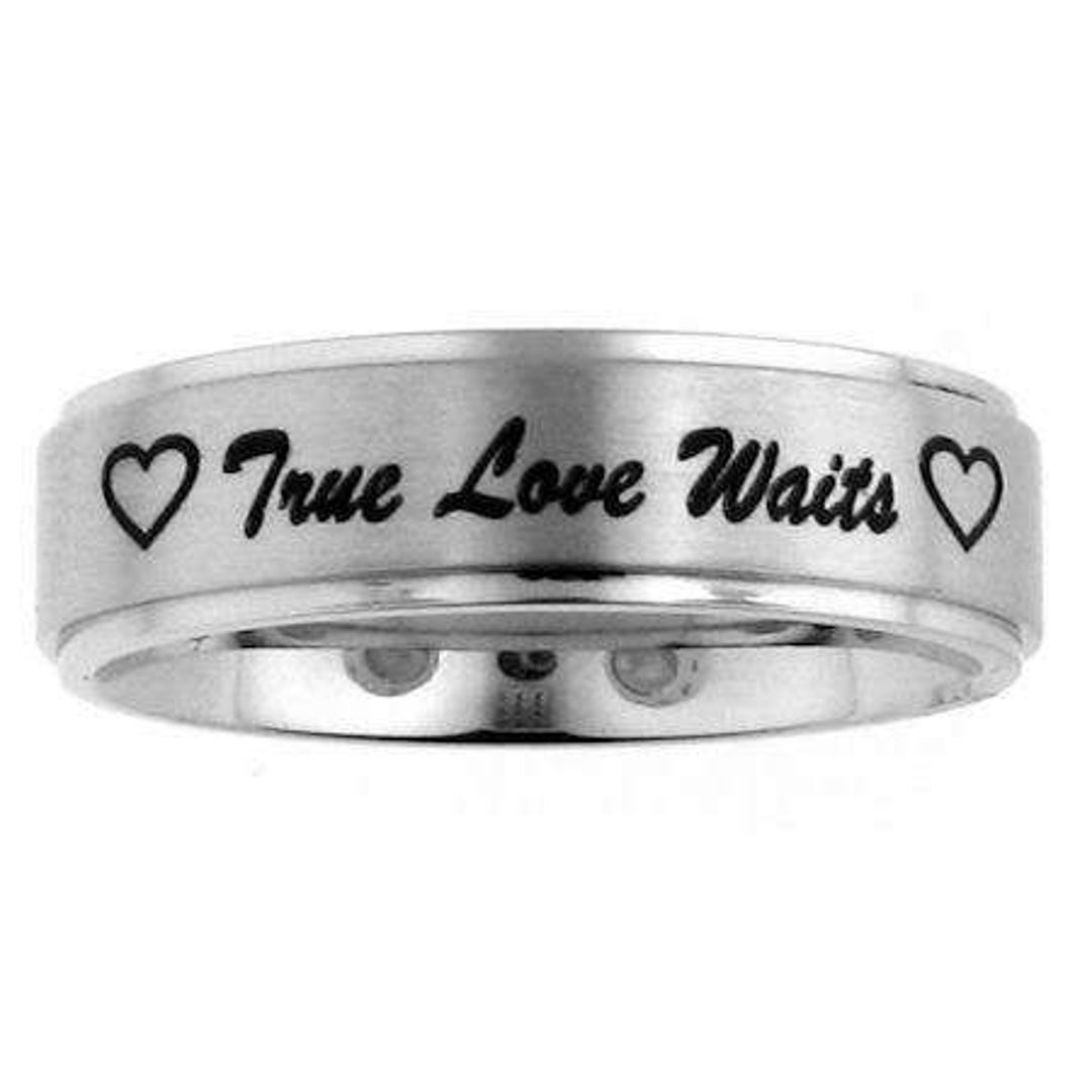 Personalized Stainless Steel True Love Waits Black Ring