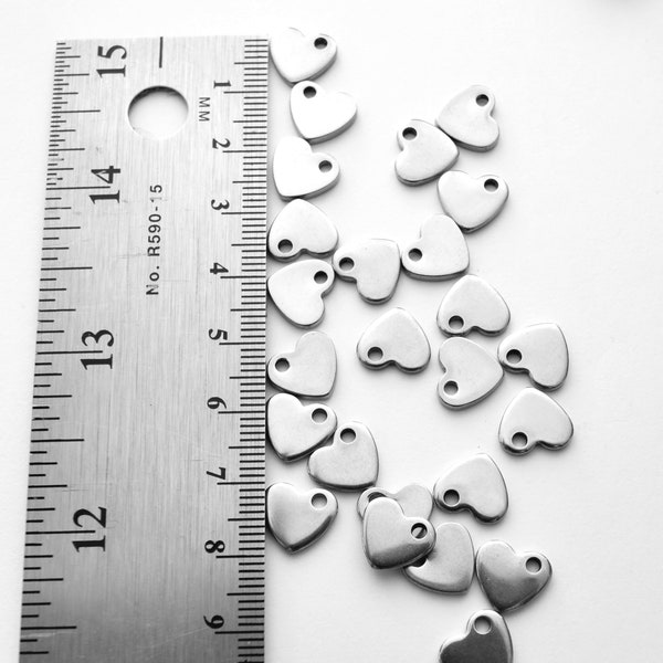 10x9mm 304 Stainless Steel Heart Charms - Steel Heart Pendants - Qty. of 5,10,20