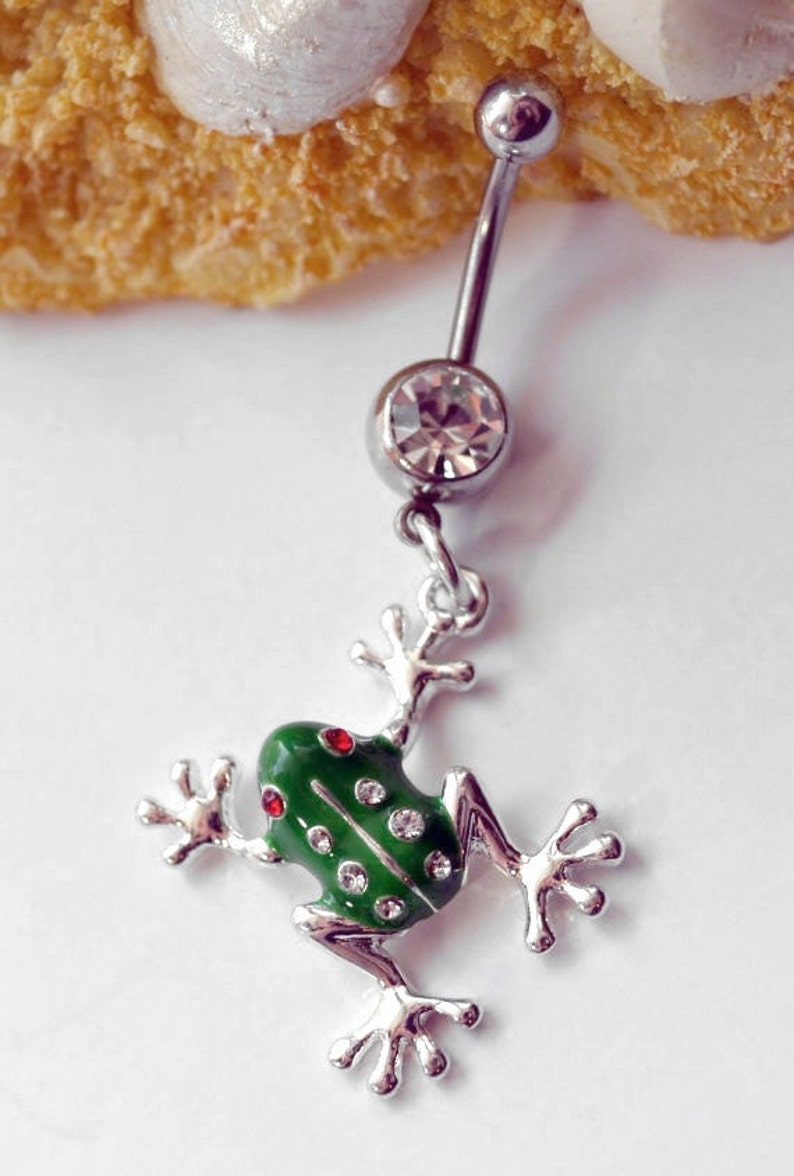 Frog belly button ring Toad belly button ring Frog navel Etsy