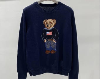 Sweter z dzianiny Bear marki Polo Ralph Lauren, wełniany sweter z domieszką wełny, przytulny zimowy sweter