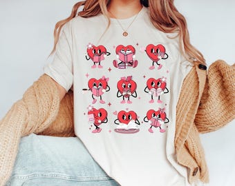 Comfort Colors® Valentine Book Lover Shirt, Bookish Heart Characters, Teacher Heart Reading T-Shirt, Book Lovers Valentines Tee