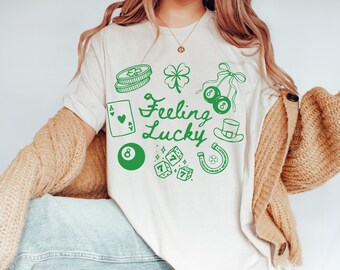 Comfort Colors® Feeling Lucky Baby Shirt, St Patricks Day Baby T Shirt, St Patty's Day Tee, Y2K Trendy 90's Baby Shirt, 2000s Baby Tee