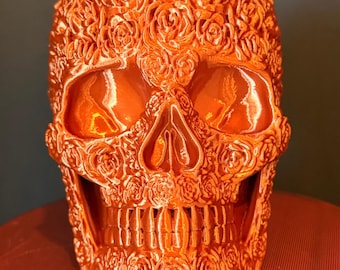 Rose Skull — Floral Skull Sculpture, Day of the Dead Decor, Gothic Home Decor, Skull Art, Halloween Gift, Memento Mori