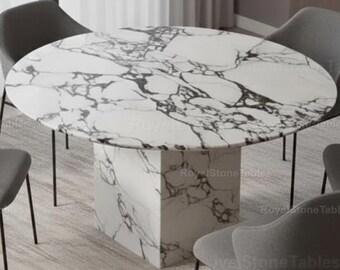 Ronde marmeren eettafel in Italiaanse stijl | Moderne keukenmeubels