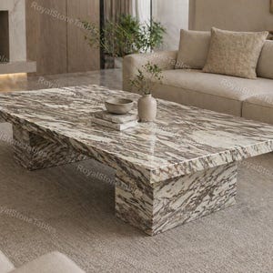 Calacatta Viola Marble Coffee Table, Rectangular Marble Center Table, Italian Stone Table, Luxury Modern Coffee Table, Stone Furniture