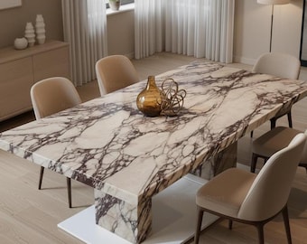 Luxury Marble Dining Table | Rectangular Stone Kitchen Table | Table Luxury Stone Furniture for Elegant Spaces | Mid-Century Modern Dining