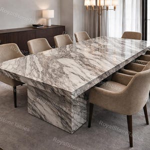 Modern Calacatta Marble Dining Table, Arabescato Marble Kitchen Table, Luxury Stone Dining Table , Rectangular Dining Table, Custom Size
