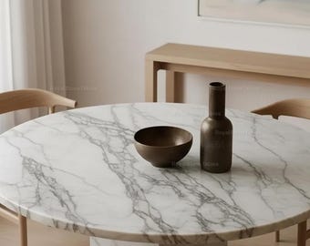 Luxe moderne marmeren tafel ronde marmeren eettafel met geometrisch – modern minimalistisch meubilair voor keuken of eetkamer salontafel |