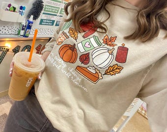 Fall Doodles christliches Langarm-T-Shirt