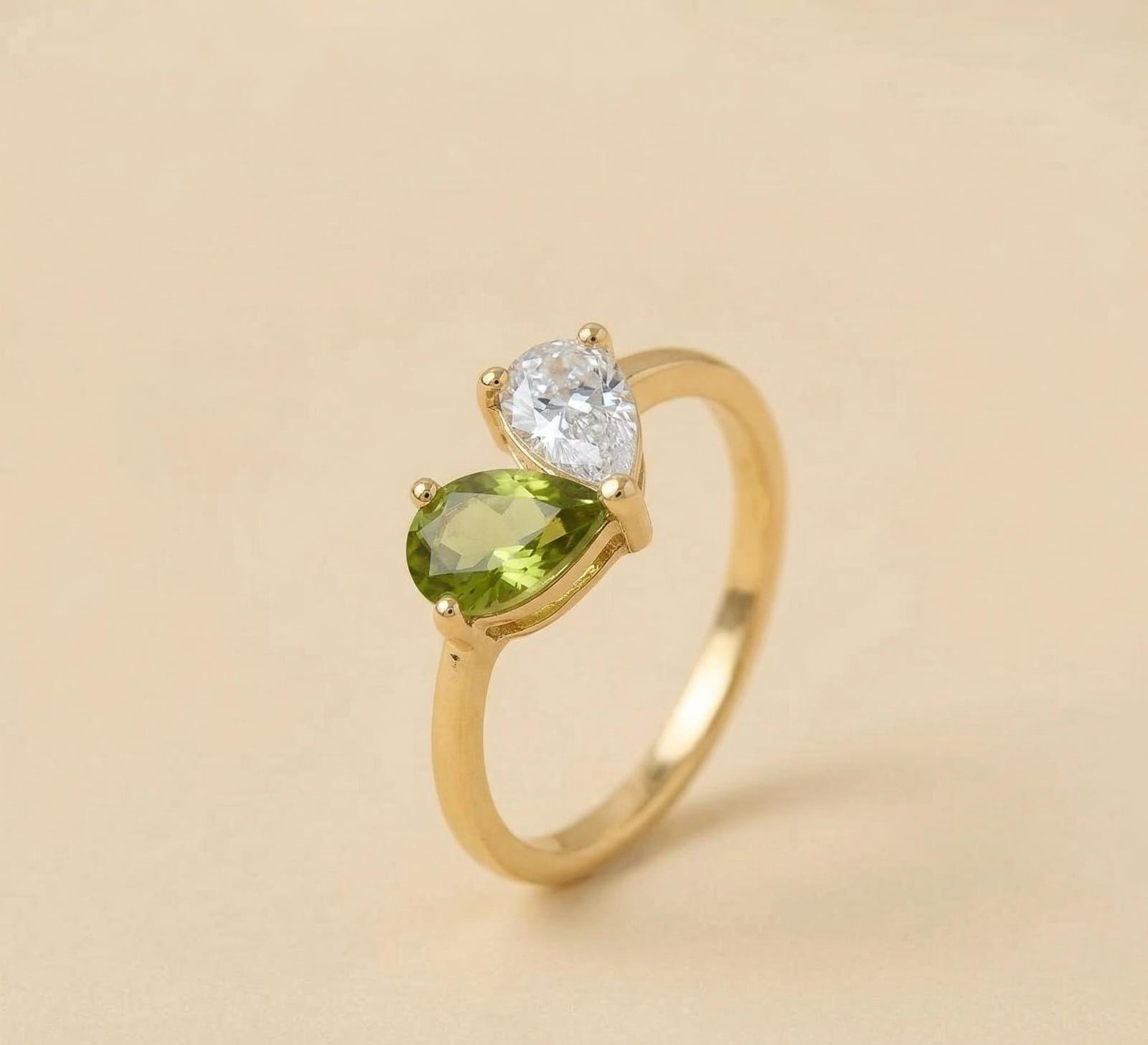 Custom Heart Birthstone Ring, Two Stone Promise Ring, Wedding Ring ...