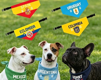 Pañuelo para perros del Mundial 2026, bufanda ajustable de equipo de fútbol para perros, pañuelo para mascotas con la bandera nacional, accesorios de fútbol para perros grandes y pequeños.