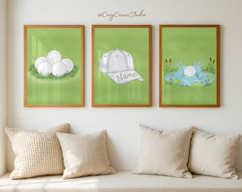 Golf Nursery Prints | Personalized Name, Sports Decor (Digital Download)