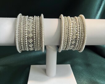Silver Bangles Set, Indian/Asian/Pakistani, artificial bangles for women, fashion bracelet, for women