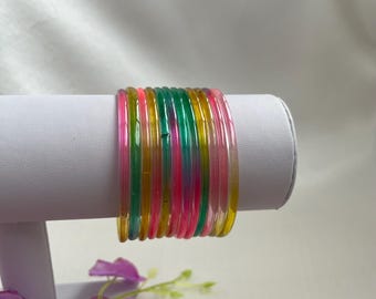 Glass Plain Bangles /Jelly bangles Indian Pakistani, Pack of 12, for wedding /festival/gift for her