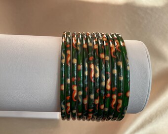 Glass bangles printed , Indian/Pakistani,  pack of 12