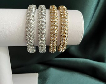 Leaf design crystal Kada Bangles ,Indian/Pakistani for women, Party/events , bracelet, artificial jewellery