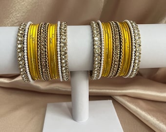 Small Bangle set, Yellow, Royal Blue for women, wedding/Party/Gift/Festival, Bracelet, Jewellery