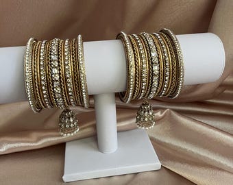 Gold Jhumka Bangles set, Indian/Pakistani/Asian, Bangles for women, festival/party/gift/all events