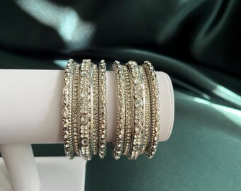 Gold/Silver Bangle Set of 6, Artificial jewellery for women, Party/Gift/festival ,Size 2.4/2.6/2.8/2.10