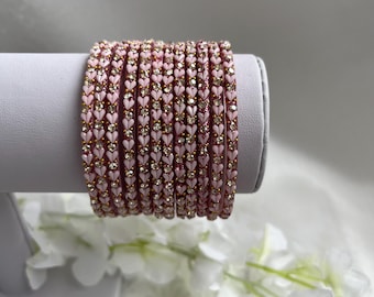 Heart cut glass bangle set of 12, available in 2.2/2.4/2.6/2.8