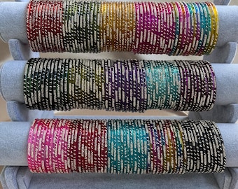 72 Glass Bangles/6 packs of 12/glass bangles set/Indian/Pakistani churiyaan, for party/festival/bridal/wedding/events /Fashion bracelet/Gift