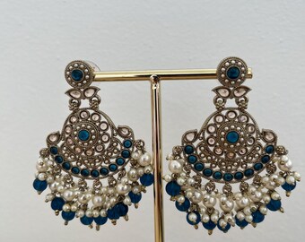 Chandelier earrings/ Pearl and Crystal Jhumka, Fashion earrings for women