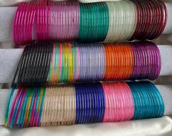 6 colours, 72 Plain Glass bangles/jellybangles watercolour /Fashion bracelet/Bangles for women, Wedding Favour/Return Gift/Indian/Pakistani