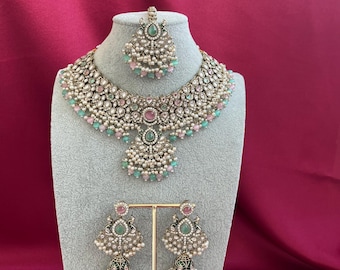 Artificial Kundan antique gold peacock design necklace set/Indian/Pakistani for wedding/partys/festival/events