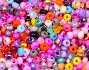 Pinky multicolor Beads mix 2 mm. Multicolor seed beads mix 40 gr. Czech round opaque beads Preciosa 10/0, beading jewelry, glass beads mix