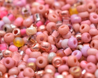 Pink Peach beads mix, Pink beads, PRECIOSA mixture seed beads, 8/0 size, quantity 40 gr. Pink Coral beads mix for beading necklace, rocaille