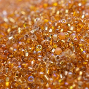 Perline color ambra, perline di vetro trasparente, mix di perline di ambra, per la creazione di gioielli, perline di semi PRECIOSA ceche, dimensione 2 mm, quantità 40 gr. tondo arancione