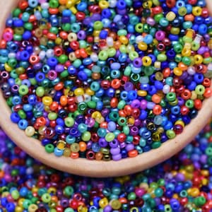 Perline lucenti Mix di perline multicolori, Perla brillante Perline lucide 40 gr. Perline ceche rocaille rotonde opache Preciosa 10/0, 2 mm, perline