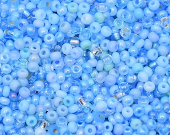 Baby blue beads mix, light blue seed beads, sweet blue beads mix 40 gr. Czech seed beads Preciosa 10/0, glass beads rocaille round, #40